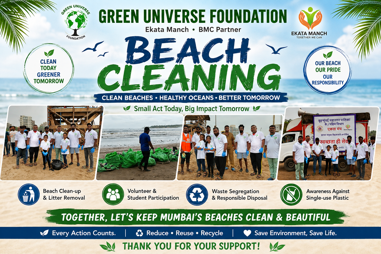Beach Cleaning Campaign — Green Universe Foundation, Mumbai